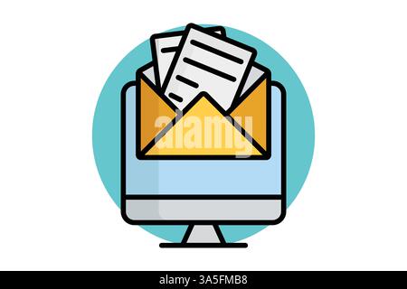 Newsletter icon. colored outline icon style. icon related to digital marketing. business elements vector illustration Stock Vector