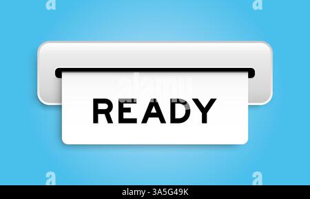 White coupon banner with word ready from machine on blue color background Stock Vector