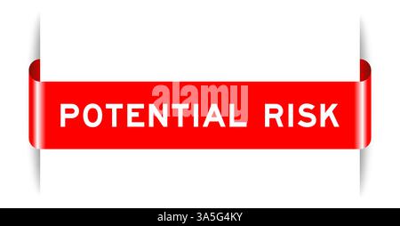 Red color inserted label banner with word on white background Stock Vector