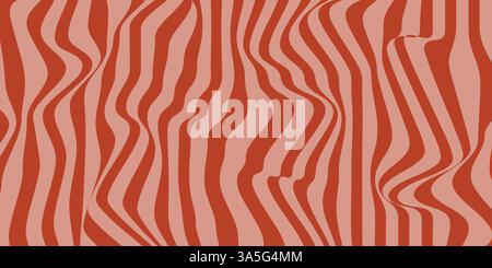 Abstract Wavy Lines Groovy Banner in Orange and Beige Color Scheme Stock Vector