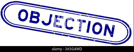 Grunge blue objection word rubber seal stamp on white background Stock Vector