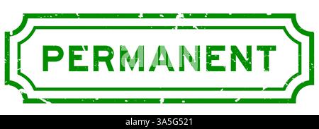 Grunge green permanent word square rubber stamp on white background Stock Vector