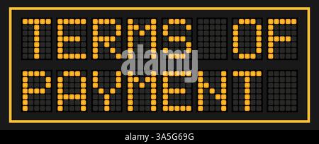 Orange color led banner in word terms of payment on black background Stock Vector