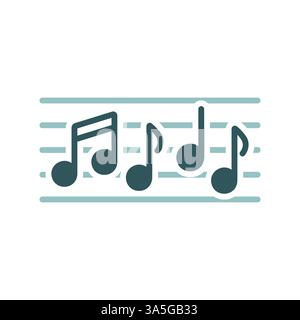 Stave and music notes vector isolated icon. Melody, classical music, sound design. Graph symbol for music and sound web site and apps design, logo, ap Stock Vector