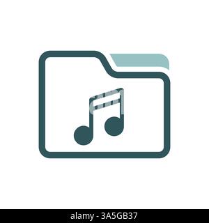 File folder with music note vector isolated icon. Music sign. Graph symbol for music and sound web site and apps design, logo, app, UI Stock Vector