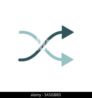 Shuffle vector isolated icon. Crossed arrows. Media player button. Random music order Stock Vector