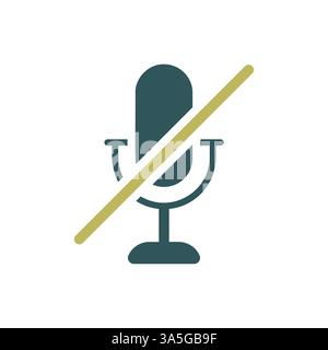 Microphone, mic mute vector isolated icon. Music sign. Graph symbol for music and sound web site and apps design, logo, app, UI Stock Vector