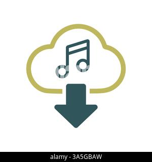 Cloud download music vector icon. Music sign. Graph symbol for music and sound web site and apps design, logo, app, UI Stock Vector