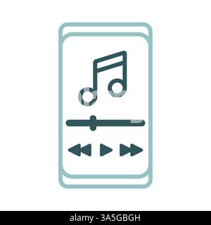 Smartphone with music player app vector isolated icon. Music sign. Graph symbol for music and sound web site and apps design, logo, app, UI Stock Vector