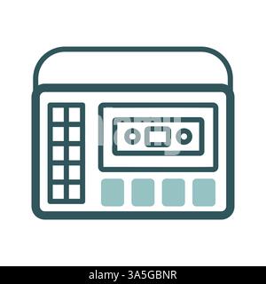 Cassettophone 70s music. Retro cassette recorder player vector isolated icon. Graph symbol for music and sound web site and apps design, logo, app, UI Stock Vector