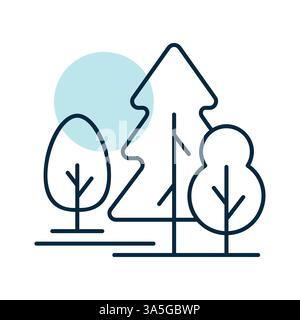 Deciduous and conifer forest vector icon. Nature sign. Graph symbol for travel and tourism web site and apps design, logo, app, UI Stock Vector