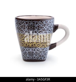 Small ceramic coffee cup isolated on white. Stock Photo