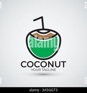 minimalist and modern green coconut logo icon design Stock Vector