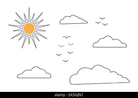 Sunset continuous single line drawing of nature sunset vector art illustration Stock Vector