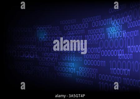 Abstract Technology binary code Big data Random blue digits wall on screen. Vector Illustration Stock Vector