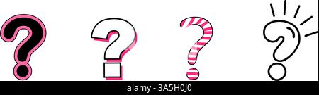 Linear question mark on white background. Set icon in Doodle style. Vector illustration. Stock Vector