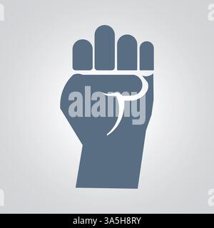 Raised fist hand, gesture hand signs, Hand gesture icons with a silver abstract background Stock Vector