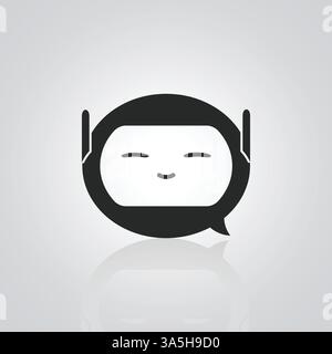 Chatbot characters, robot illustration, Chat Messages, AI robot art in black color Stock Vector