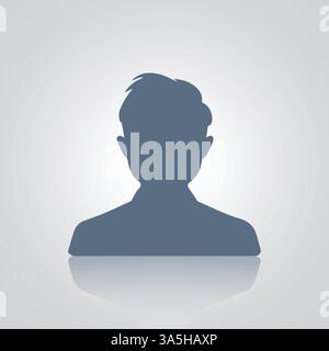 Anonymous male profile, in grey color, with a silver background Stock Vector