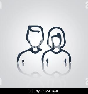 Pictograms of a man and a woman in outline, an avatar, a face, and a profile sign, Stock Vector