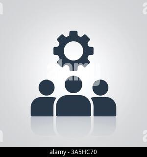 Teamwork management icon, management Icon, and a silver abstract background Stock Vector