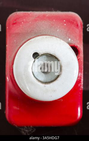 Red vintage electrical fuse. Switchboard Stock Photo