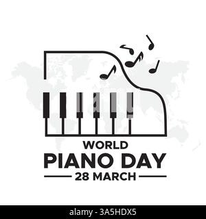 World piano day, world piano day march 28 vector illustration. World piano day is celebrated in March. perfect design  for backgrounds, banners, Stock Vector
