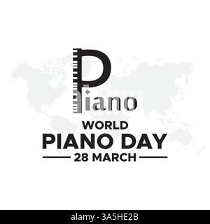 World piano day, world piano day march 28 vector illustration. World piano day is celebrated in March. perfect design  for backgrounds, banners, Stock Vector