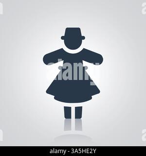 Islamic sufi clothing costume pictogram, dancing, with a silver background Stock Vector