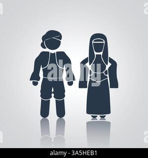 Flat illustration traditional dress of turkey pictograms icons Stock Vector