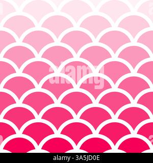 Traditional pink gradient shaded Seigaiha Japanese seamless wave pattern, texture, web, blog, print or graphic design. Stock Vector