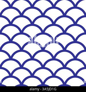 Traditional white on blue Seigaiha Japanese seamless wave pattern, texture, web, blog, print or graphic design. Stock Vector