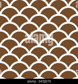Traditional brown Seigaiha Japanese seamless wave pattern, texture, web, blog, print or graphic design. Stock Vector