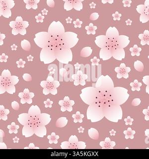 Vector seamless pattern of sakura flowers Stock Vector