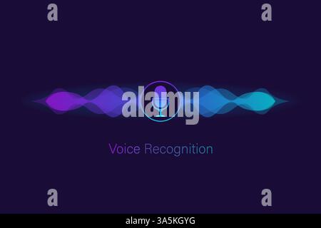 Voice assistant on datk background. Abstract technology background. Abstract light. Vector illustration. Stock Vector