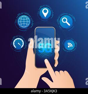 5g network technology. Abstract icon. 3d vector background. Home network. Business concept. Abstract background. Internet technology. Stock Vector