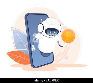 Trading bot. Stock trading concept. Artificial intelligence. Abstract background Stock Vector