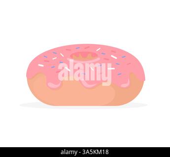 Donut in flat style on white 3d cartoon vector background. background. Vector illustration, flat design. Stock Vector