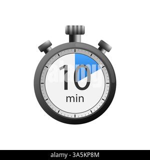 Icon of a timer with 10 (ten) minutes on the white background. Vector illustration. Stock Vector
