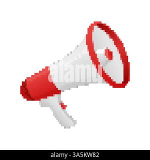 Pixel art megaphone for marketing design. Digital art. Marketing announcement Stock Vector