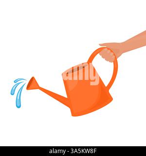 Watering can in flat art style. Isolated vector illustration. Investment concept Stock Vector
