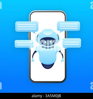 Flat chat bot for web design. Flat isometric vector illustration. Artificial intelligence Stock Vector