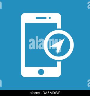 Illustration of a smartphone with a GPS icon, ideal for navigation and location-based designs Stock Vector