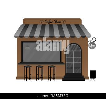 Coffee shop design. Vector flat cartoon illustration. Cozy vector illustration Stock Vector