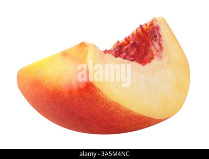 Piece of nectarine peach isolated on white Stock Photo