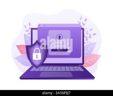 Network security antivirus vpn privacy. User icon vector. Data protection. Data secure. Icon for concept design. Isometric vector. Personal protection Stock Vector