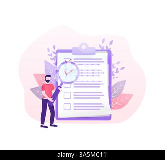 Checklist people. Flat checklist people for paper design. Vector illustration Stock Vector