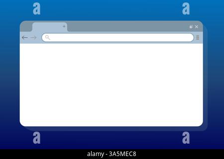 Simple Browser window on blue background. Stock vector illustration. Stock Vector