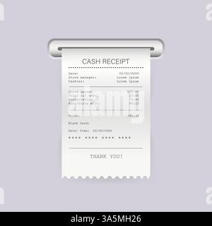 Flat mockup with check price on white background. Icon for print design. Stock Vector