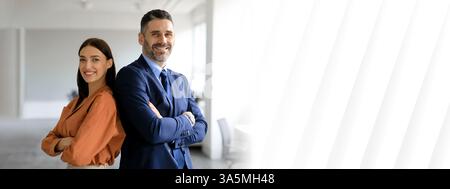 Business team collaborates effectively in modern office environment Stock Photo